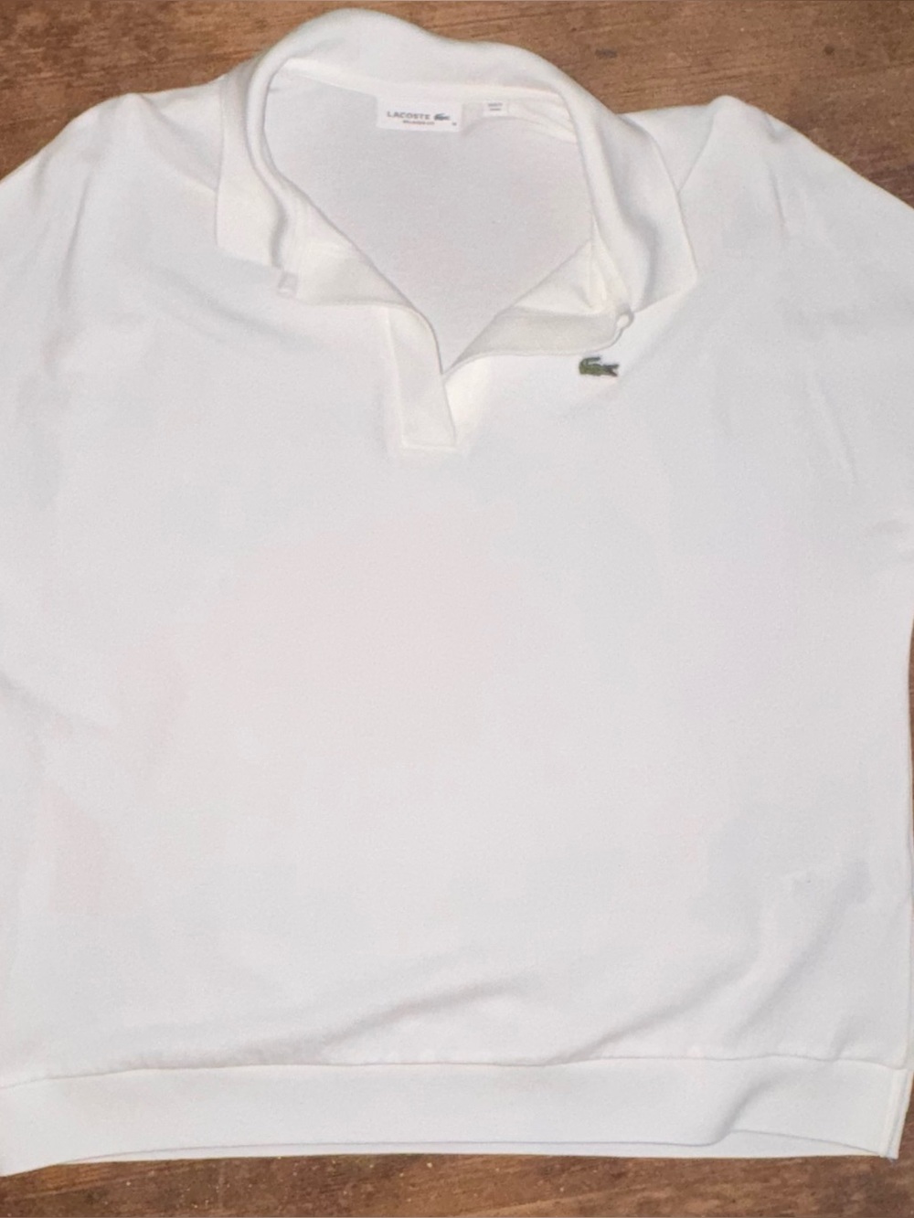 Lacoste Women's White Piqué Polo Buttonless Banded Hem Excellent Condition MED